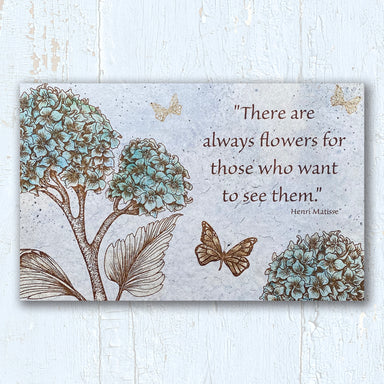 Hydrangea and Butterfly 8" x 12" art tile